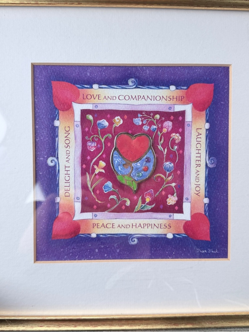 Picture in Frame - Blessing, 'Flower of Love'  D'vora Black - Israel